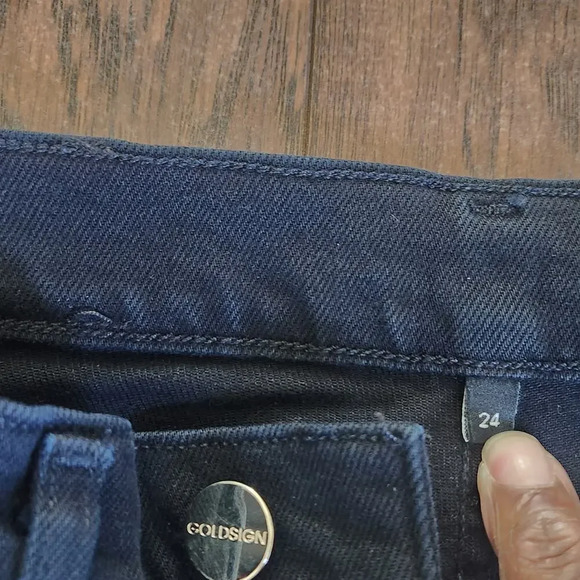 NWT Goldsign The High Rise Jeans Womens 24 Black Slatert Button Fly  Ankle Leg - Picture 9 of 15